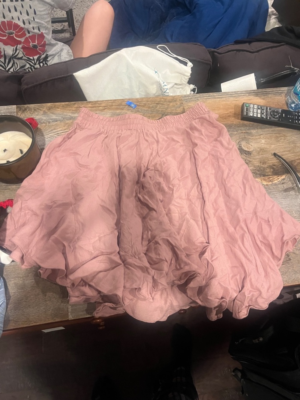Free People Dusty Pink Ruffled Circle Skirt